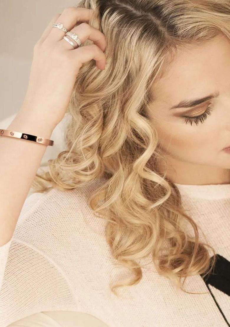 Rose Gold-Plated Stainless Steel Set of 2 AD Studded Anti Tarnish Bangle-Style Bracelet for Women | Stylish Party & Everyday Wear | Gift for Her - Indya