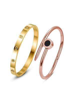 2 American Diamond Temple Rose Gold-Plated Bangle-Style Bracelet for Women | Stylish Party & Everyday Wear | Gift for Her