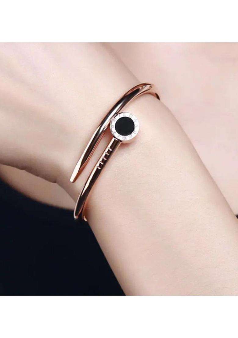 2 American Diamond Temple Rose Gold-Plated Bangle-Style Bracelet for Women | Stylish Party & Everyday Wear | Gift for Her - Indya