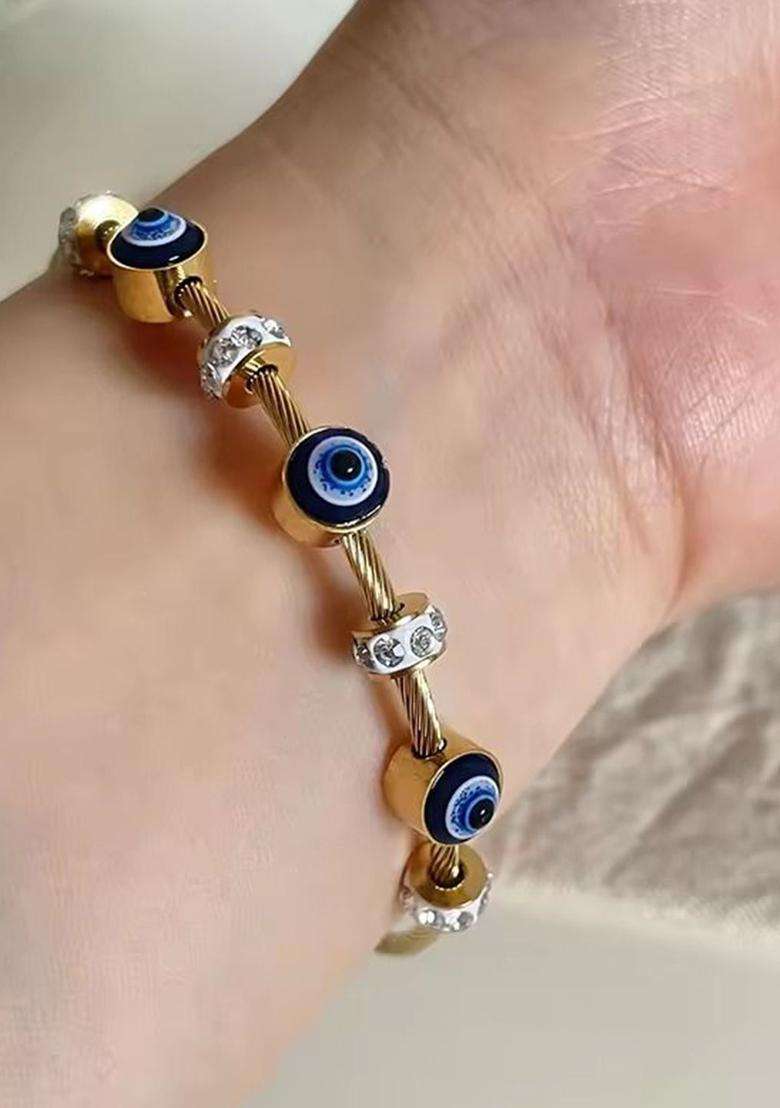 2 American Diamond Temple Gold-Plated Bangle-Style Bracelet for Women | Stylish Party & Everyday Wear | Gift for Her - Indya