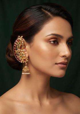 Gold-Plated Regular Crescent Shaped Earrings for Women | Traditional Temple Jewellery for Wedding & Festive Wear | Gift for Her
