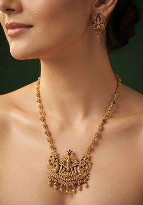 Gold-Plated Temple Jewellery Set with Matching Earrings for Women | Traditional Temple Jewellery for Wedding & Festive Wear | Gift for Her