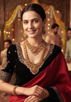 Gold-Plated Temple Pearl Necklace and Earrings for Women | Traditional Temple Jewellery for Wedding & Festive Wear | Gift for Her