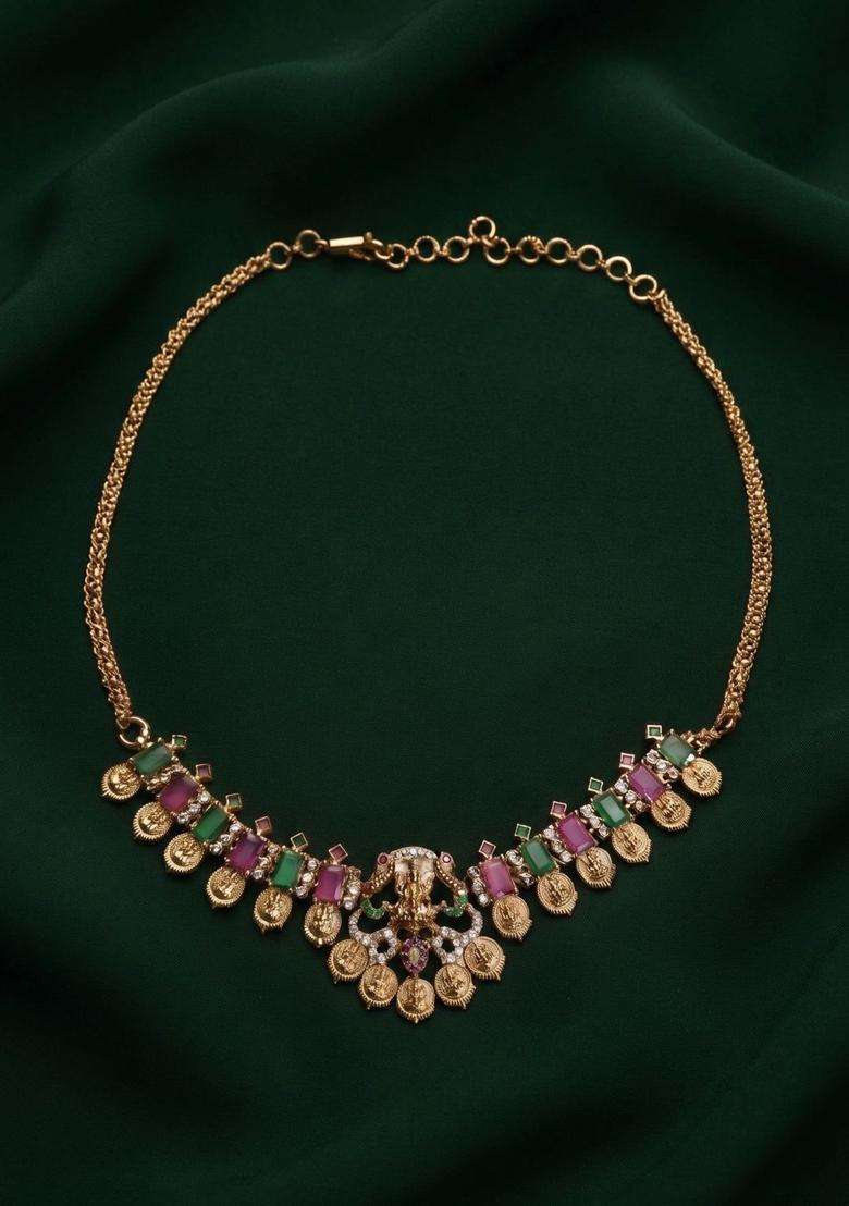 Gold-Plated Temple Necklace for Women | Traditional Temple Jewellery for Wedding & Festive Wear | Gift for Her - Indya