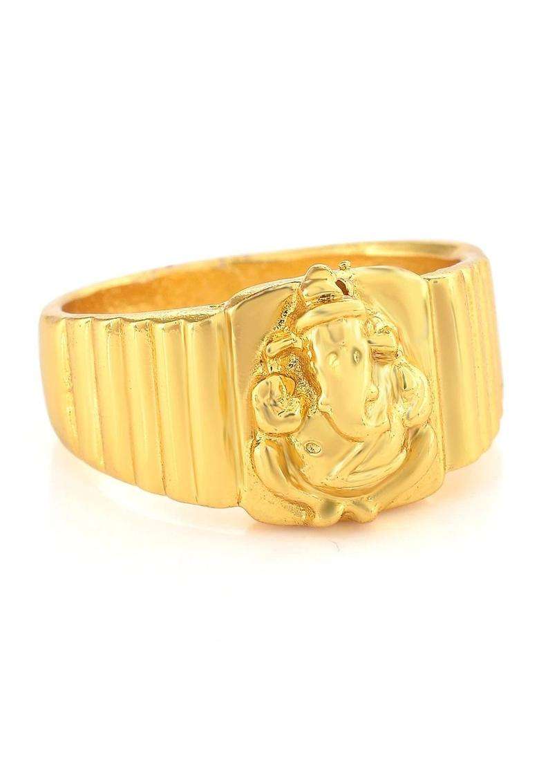 Brass-Plated Temple Finger Ring for Men & Women | Traditional Temple Jewellery for Wedding & Festive Wear | Festive Gift - Indya