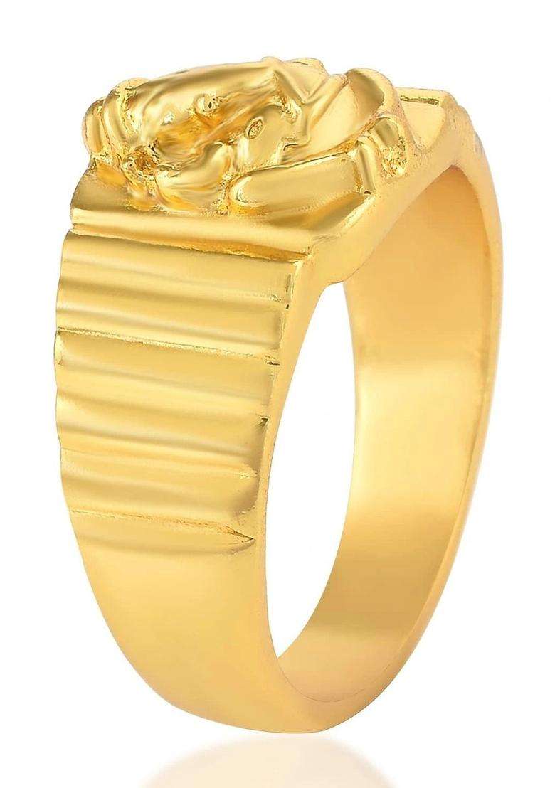 Brass-Plated Temple Finger Ring for Men & Women | Traditional Temple Jewellery for Wedding & Festive Wear | Festive Gift - Indya