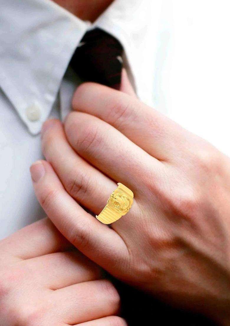 Brass-Plated Temple Finger Ring for Men & Women | Traditional Temple Jewellery for Wedding & Festive Wear | Festive Gift - Indya