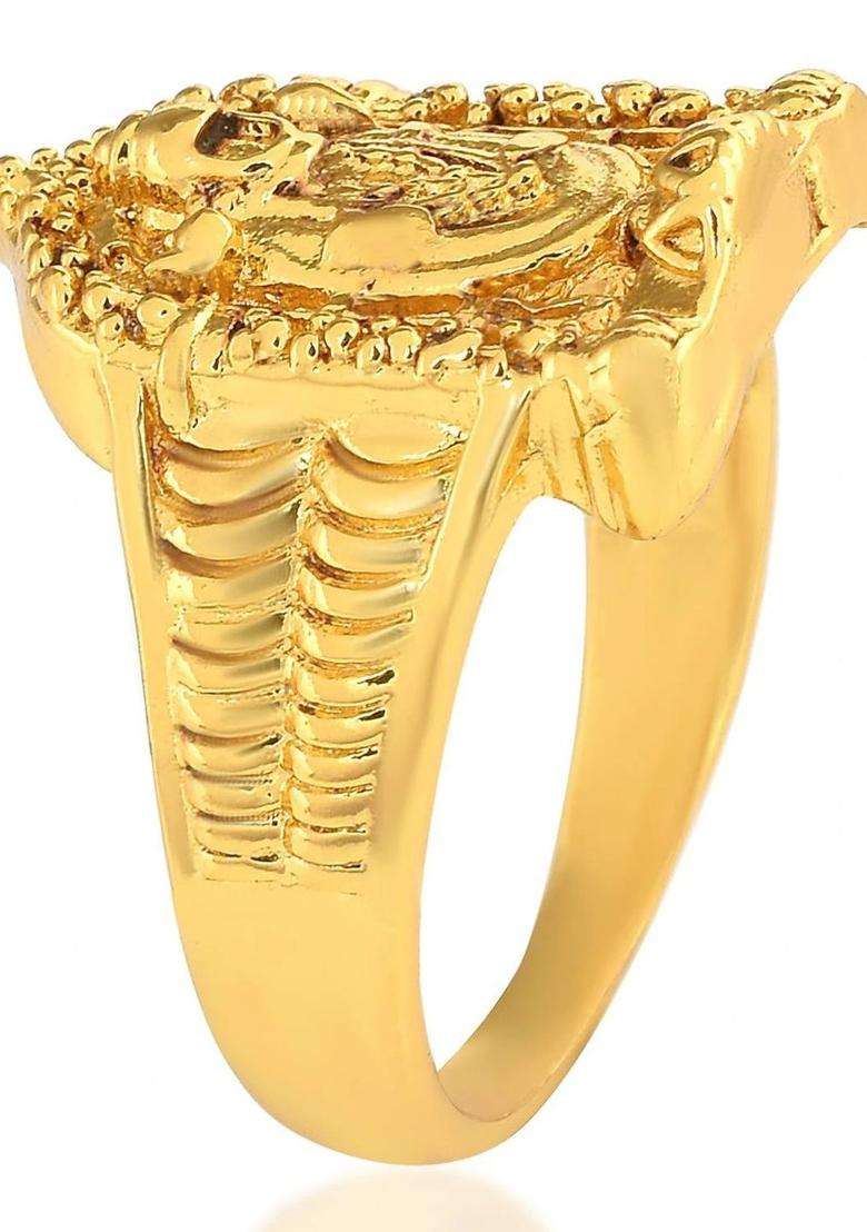 Brass-Plated Temple Finger Ring for Men & Women | Traditional Temple Jewellery for Wedding & Festive Wear | Festive Gift - Indya