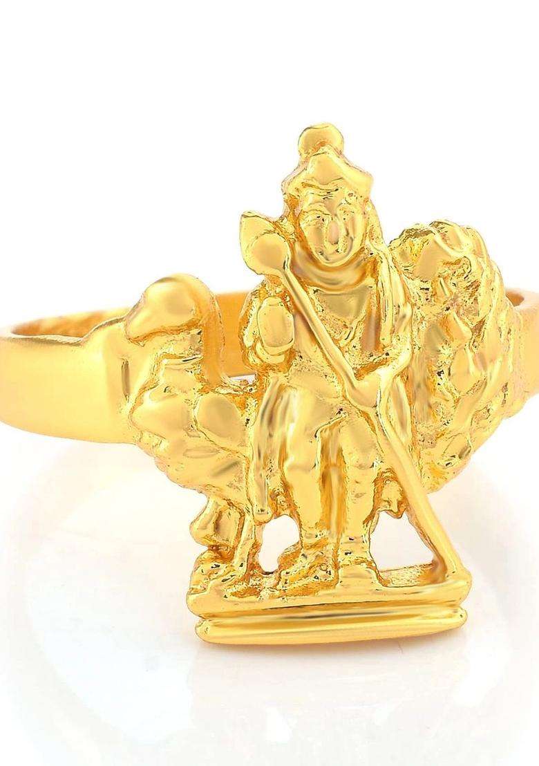 Gold-Plated Temple Finger Ring for Men & Women | Traditional Temple Jewellery for Wedding & Festive Wear | Festive Gift - Indya