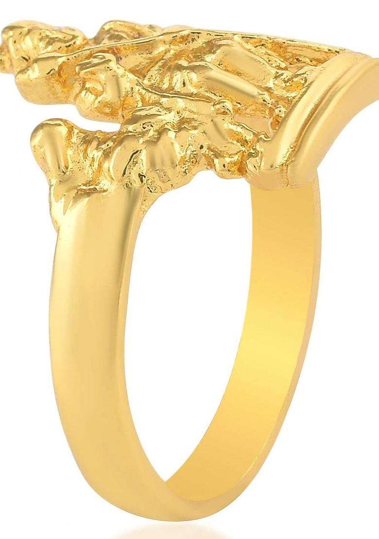 Gold-Plated Temple Finger Ring for Men & Women | Traditional Temple Jewellery for Wedding & Festive Wear | Festive Gift - Indya