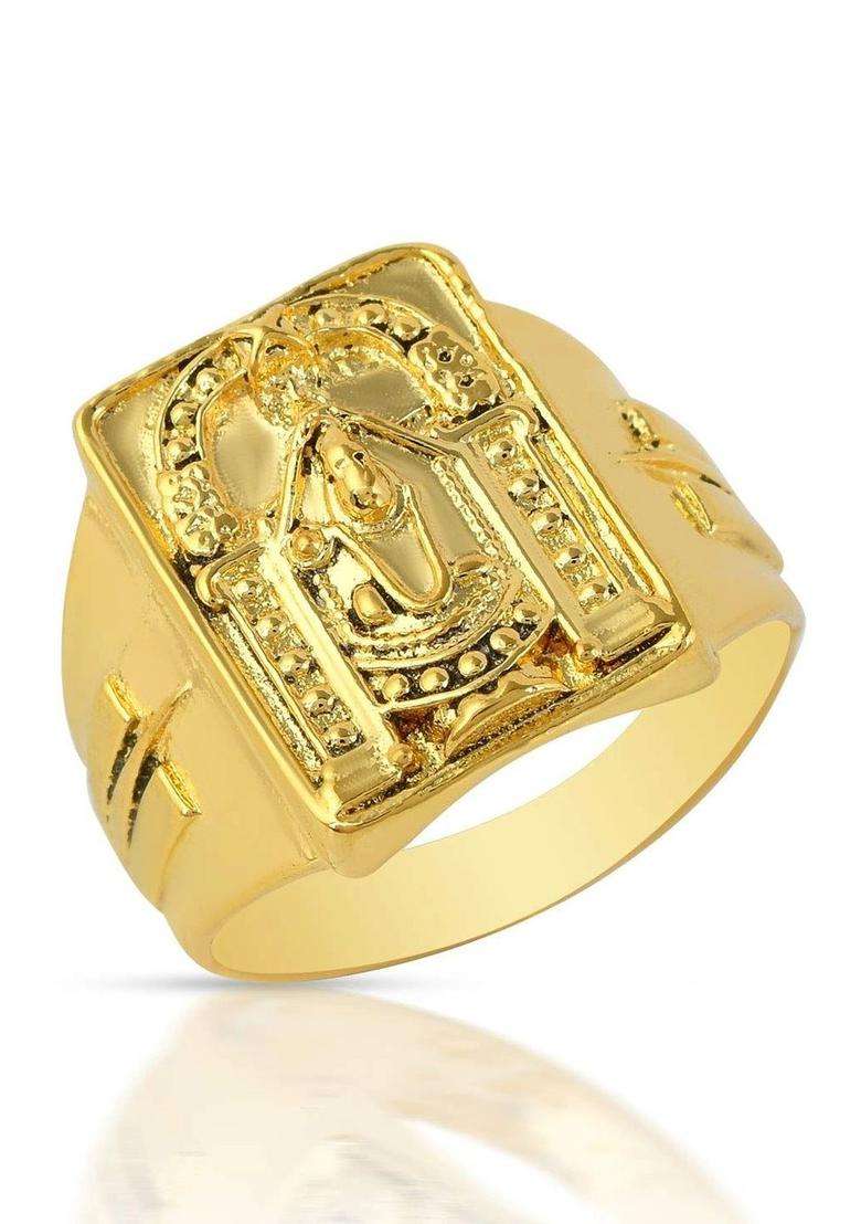 Brass-Plated Temple Finger Ring for Men & Women | Traditional Temple Jewellery for Wedding & Festive Wear | Festive Gift - Indya