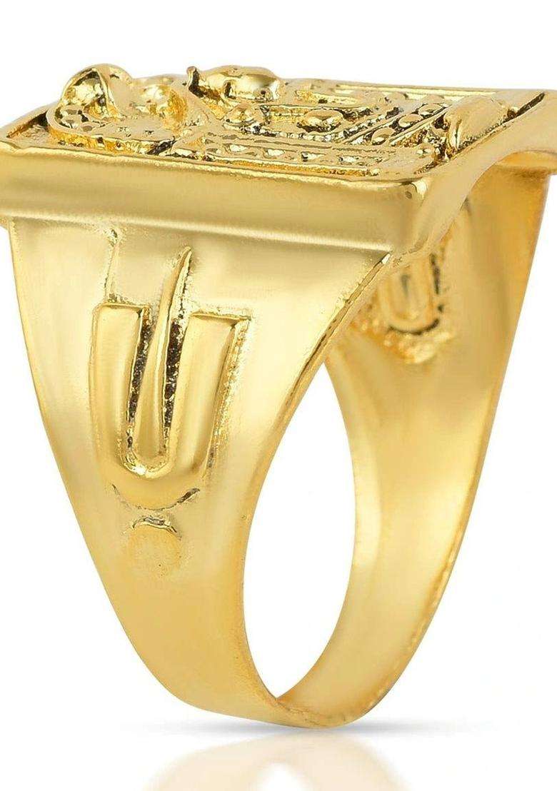 Brass-Plated Temple Finger Ring for Men & Women | Traditional Temple Jewellery for Wedding & Festive Wear | Festive Gift - Indya