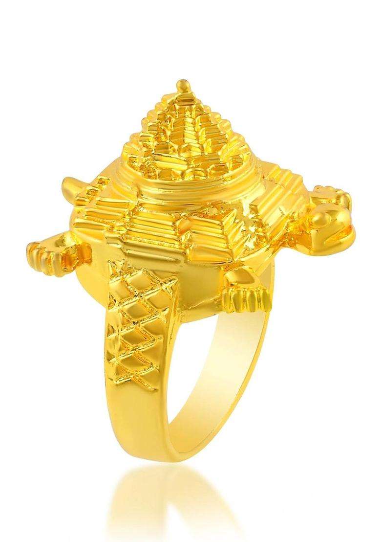 Brass-Plated Temple Finger Ring for Men & Women | Traditional Temple Jewellery for Wedding & Festive Wear | Festive Gift - Indya