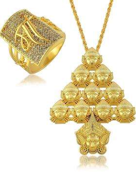 Brass-Plated Jewellers Set for Men & Women | Traditional Temple Jewellery for Wedding & Festive Wear | Festive Gift