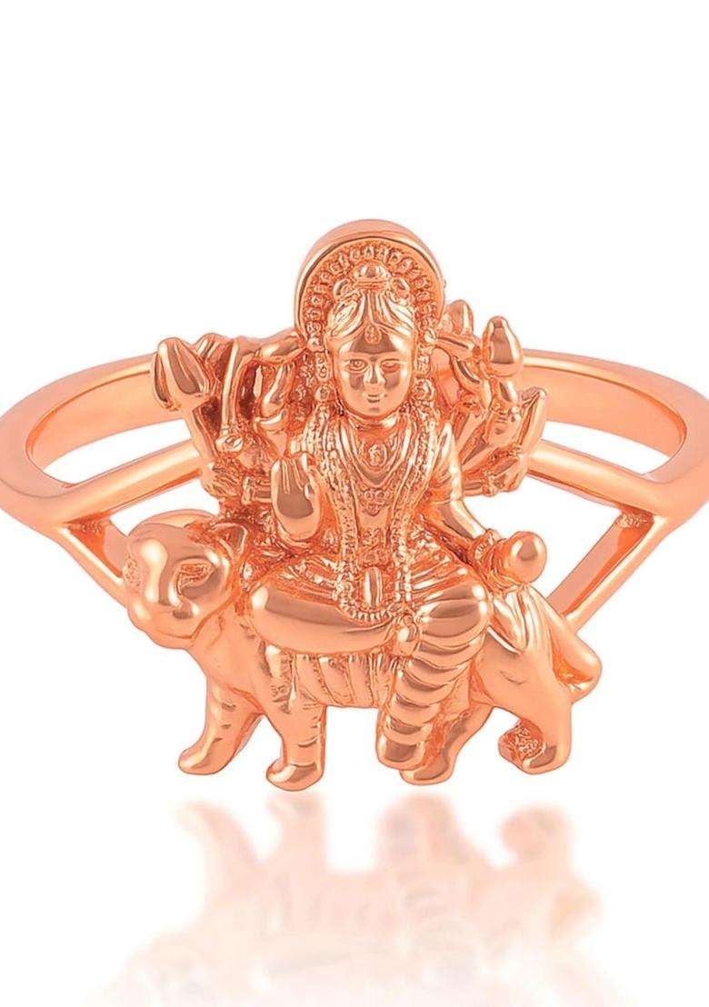 Brass-Plated Temple Finger Ring for Men & Women | Traditional Temple Jewellery for Wedding & Festive Wear | Festive Gift - Indya