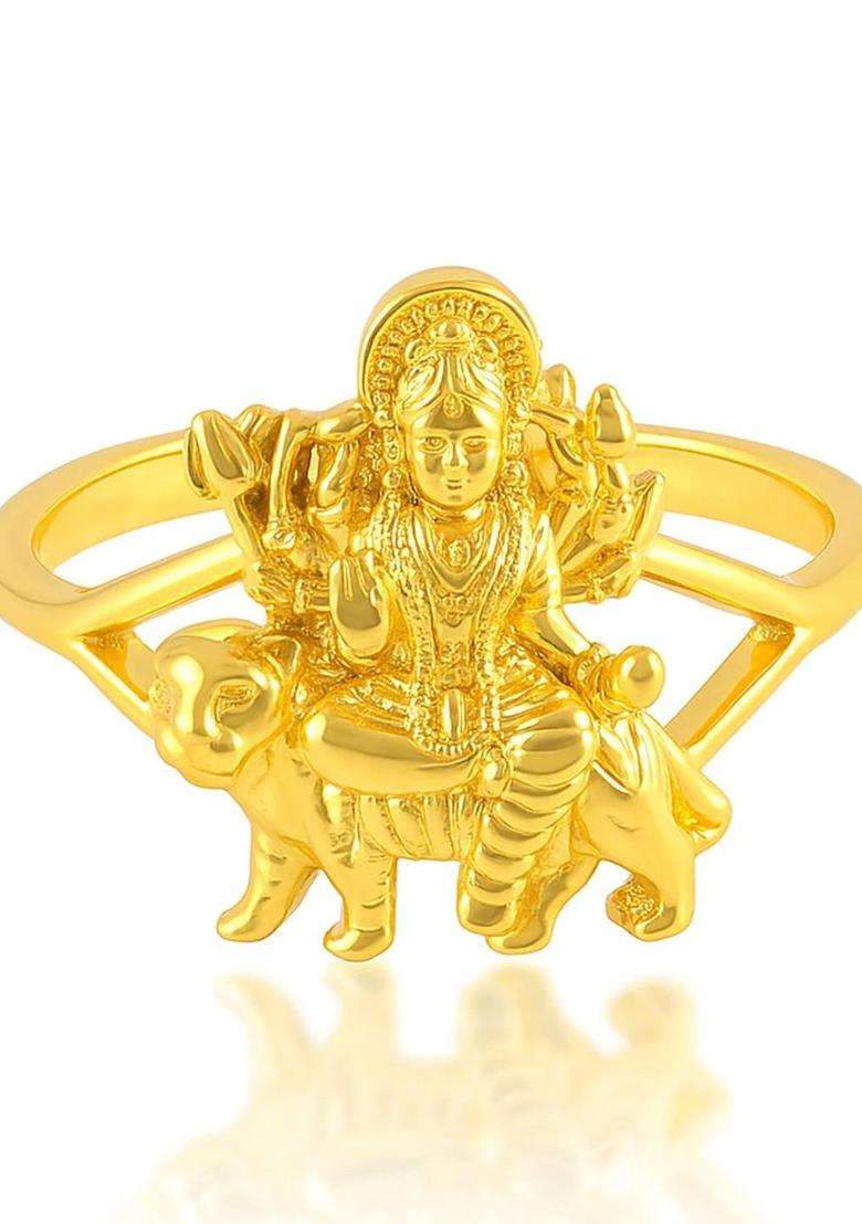 Brass-Plated Temple Finger Ring for Men & Women | Traditional Temple Jewellery for Wedding & Festive Wear | Festive Gift - Indya