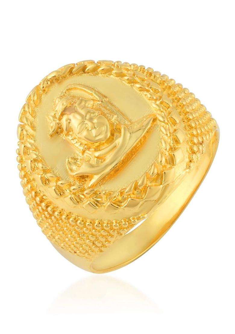 Brass-Plated Temple Finger Ring for Men | Traditional Temple Jewellery for Wedding & Festive Wear | Gift for Him - Indya