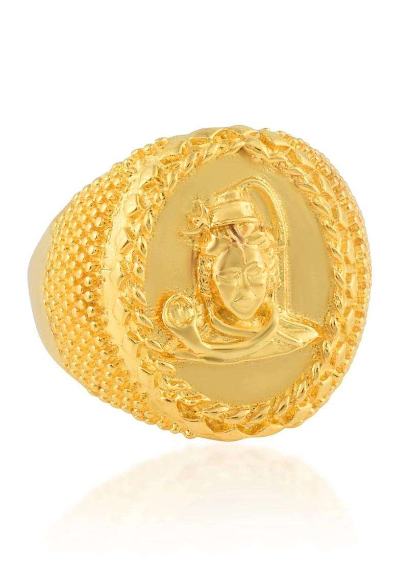 Brass-Plated Temple Finger Ring for Men | Traditional Temple Jewellery for Wedding & Festive Wear | Gift for Him - Indya