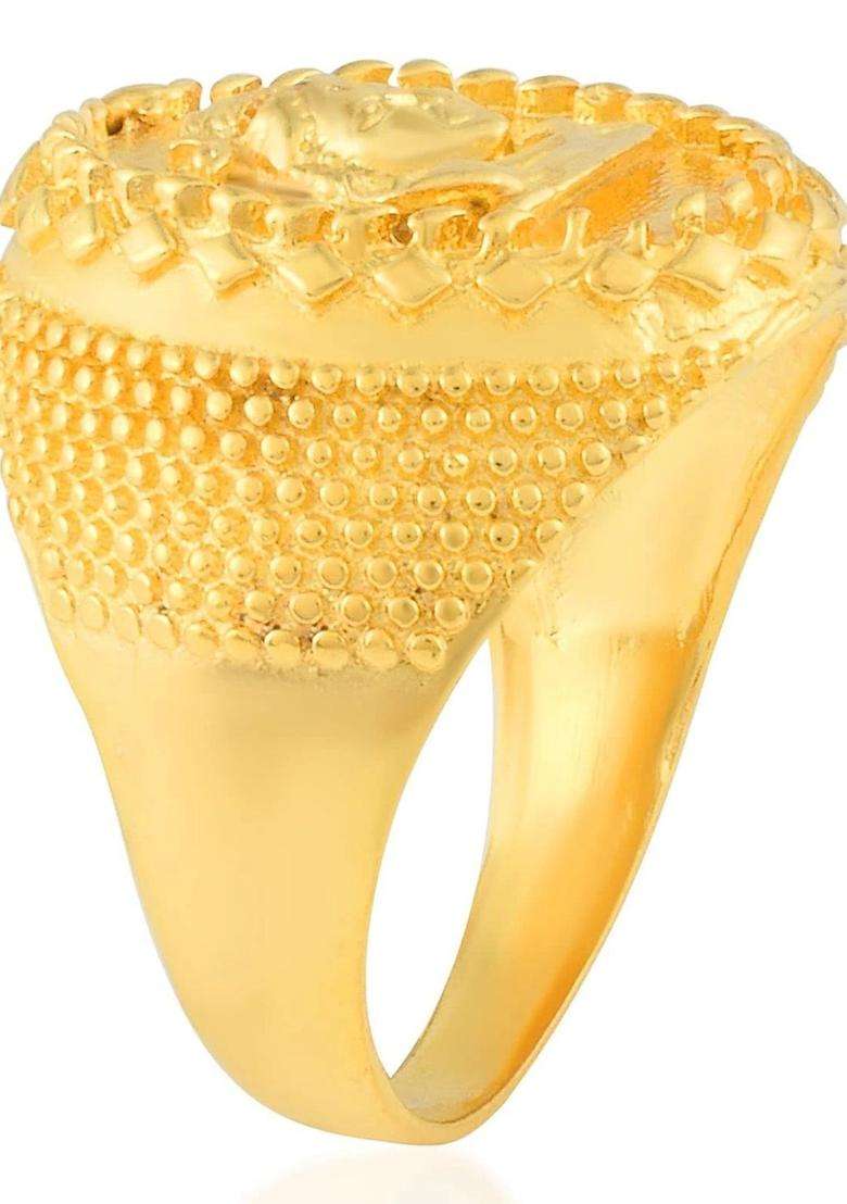 Brass-Plated Temple Finger Ring for Men | Traditional Temple Jewellery for Wedding & Festive Wear | Gift for Him - Indya