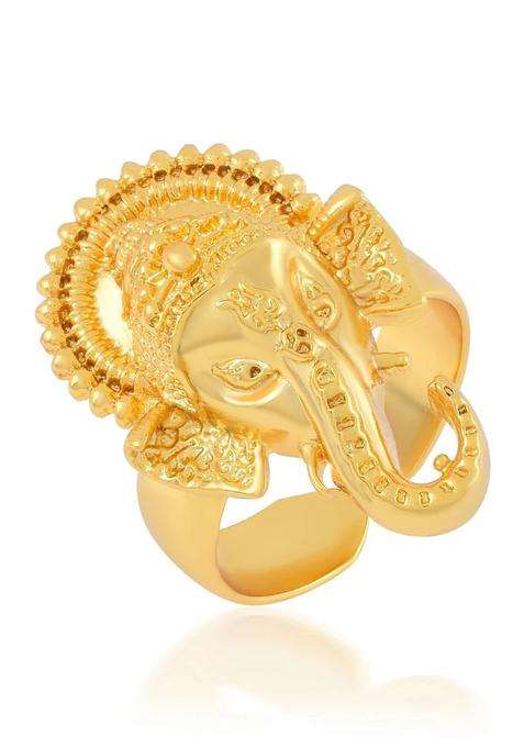 Brass-Plated Temple Finger Ring for Men | Traditional Temple Jewellery for Wedding & Festive Wear | Gift for Him
