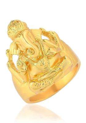Brass-Plated Temple Finger Ring for Men | Traditional Temple Jewellery for Wedding & Festive Wear | Gift for Him