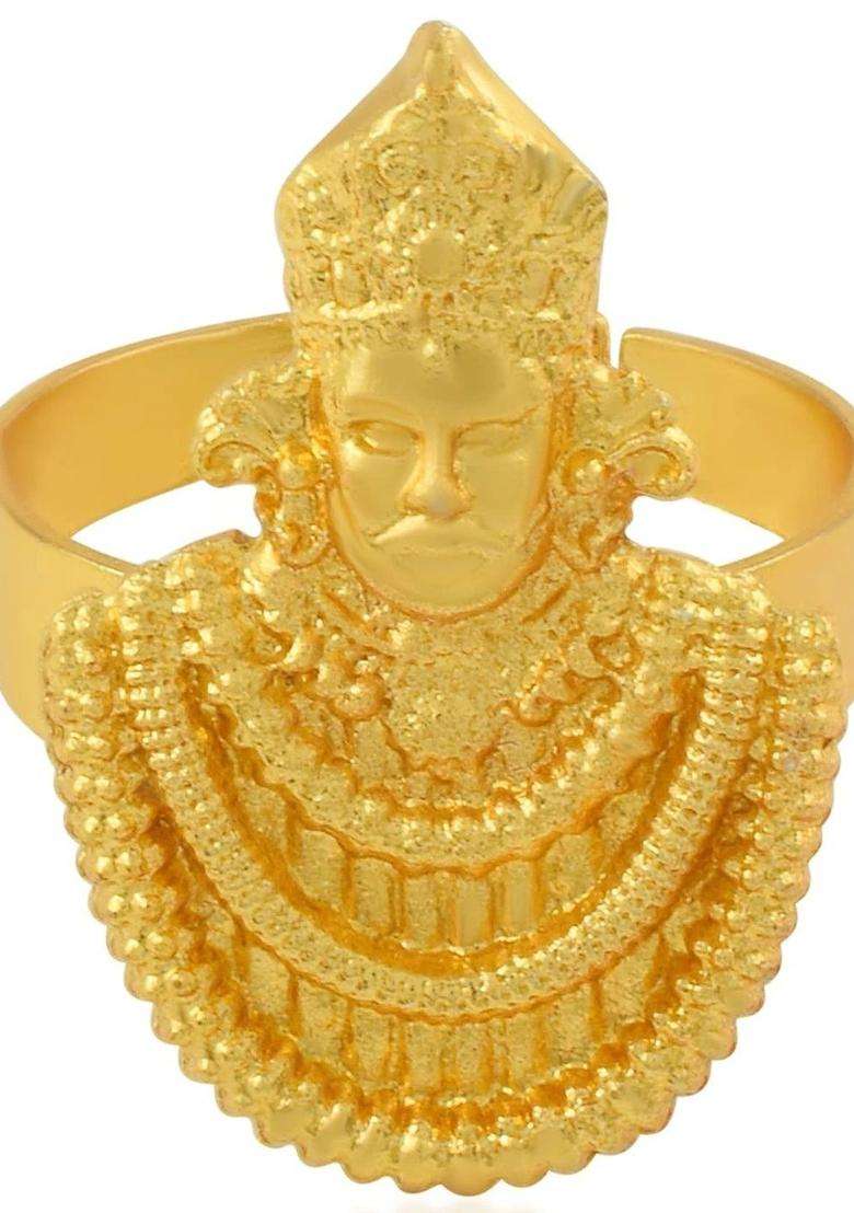 Brass-Plated Temple Finger Ring for Men & Women | Traditional Temple Jewellery for Wedding & Festive Wear | Festive Gift - Indya