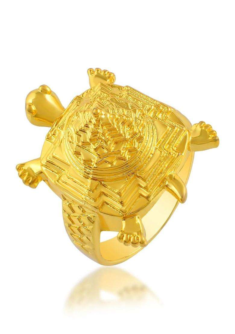 Gold-Plated Temple Finger Ring for Men & Women | Traditional Temple Jewellery for Wedding & Festive Wear | Festive Gift - Indya
