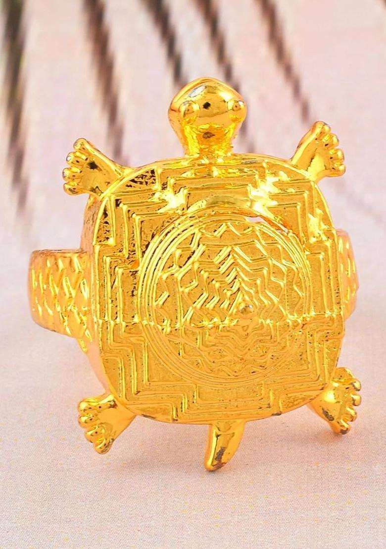 Gold-Plated Temple Finger Ring for Men & Women | Traditional Temple Jewellery for Wedding & Festive Wear | Festive Gift - Indya