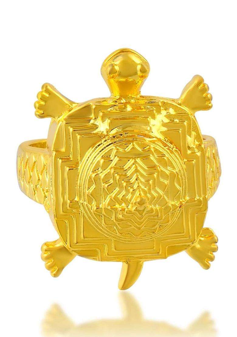 Gold-Plated Temple Finger Ring for Men & Women | Traditional Temple Jewellery for Wedding & Festive Wear | Festive Gift - Indya