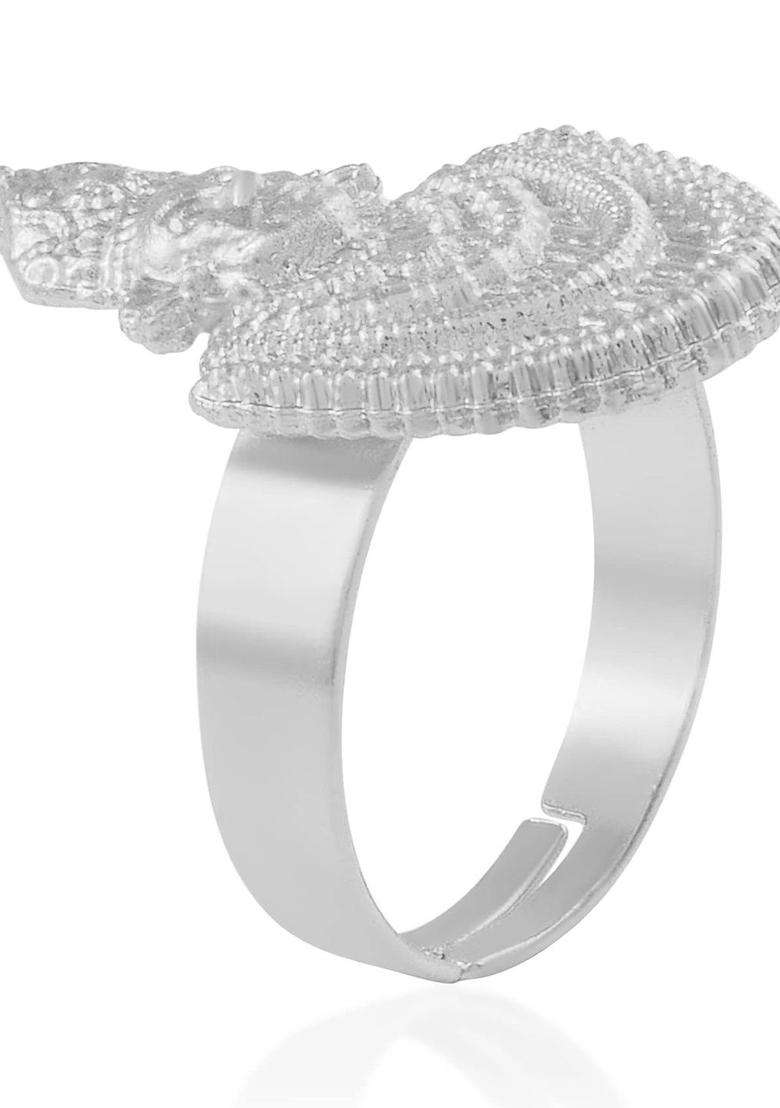 Brass-Plated Temple Finger Ring for Men & Women | Traditional Temple Jewellery for Wedding & Festive Wear | Festive Gift - Indya