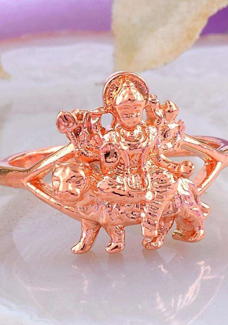 Brass-Plated Temple Finger Ring for Women | Traditional Temple Jewellery for Wedding & Festive Wear | Gift for Her - Indya