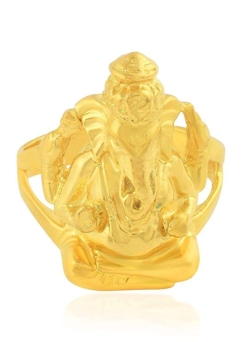 Brass-Plated Temple Finger Ring for Men | Traditional Temple Jewellery for Wedding & Festive Wear | Gift for Him - Indya