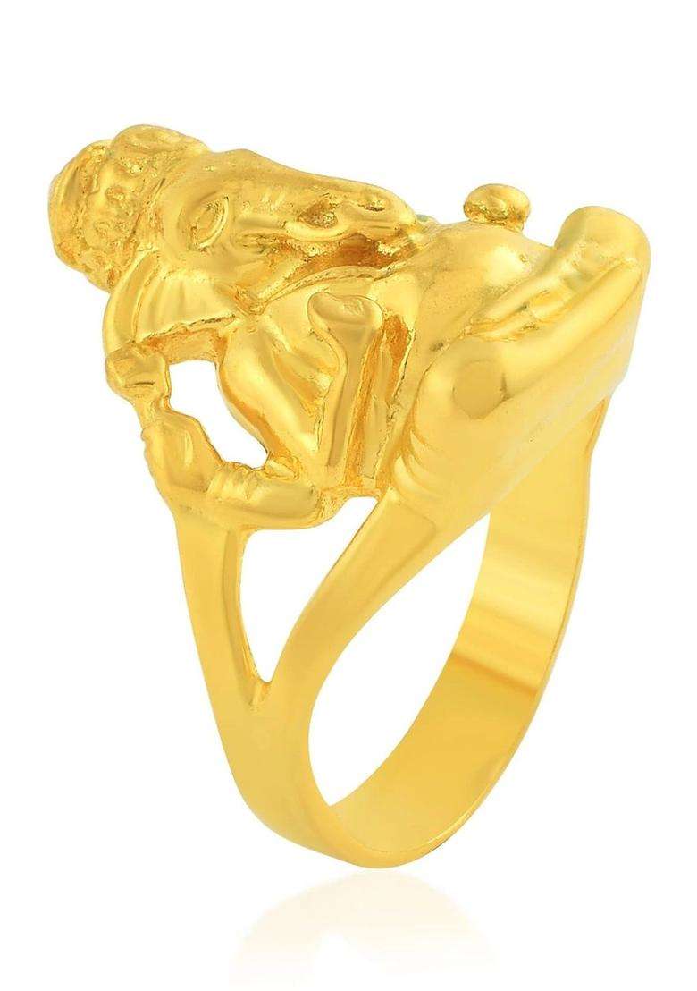 Brass-Plated Temple Finger Ring for Men | Traditional Temple Jewellery for Wedding & Festive Wear | Gift for Him - Indya