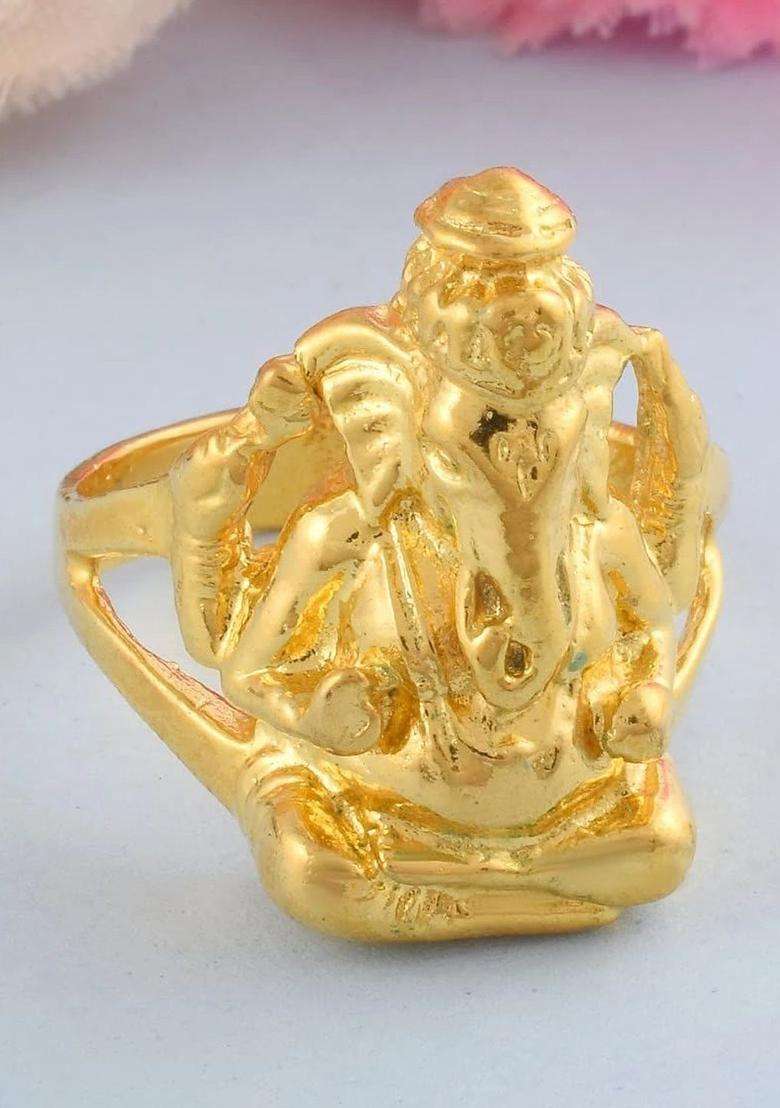 Brass-Plated Temple Finger Ring for Men | Traditional Temple Jewellery for Wedding & Festive Wear | Gift for Him - Indya