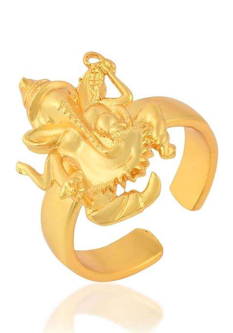 Brass-Plated Temple Finger Ring for Men & Women | Traditional Temple Jewellery for Wedding & Festive Wear | Festive Gift