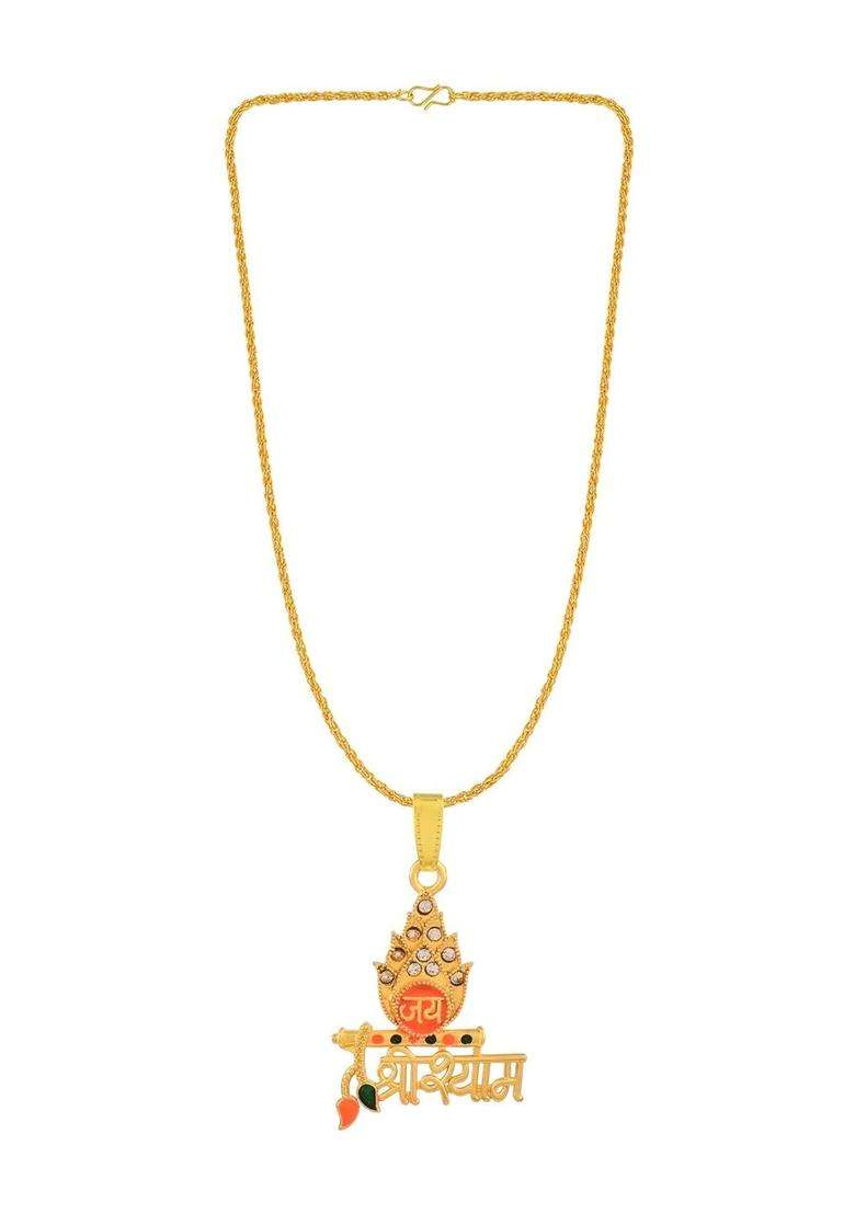 Gold-Plated Temple Necklace with CZ Stone for Men & Women | Traditional Temple Jewellery for Wedding & Festive Wear | Festive Gift - Indya