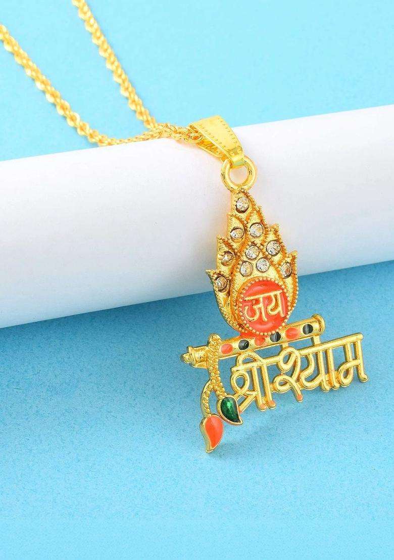 Gold-Plated Temple Necklace with CZ Stone for Men & Women | Traditional Temple Jewellery for Wedding & Festive Wear | Festive Gift - Indya