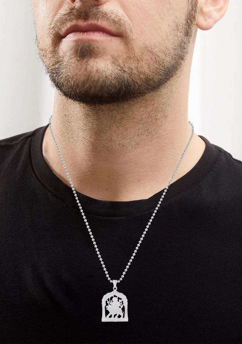 Silver-Plated Necklace for Men | Traditional Temple Jewellery for Wedding & Festive Wear | Gift for Him - Indya