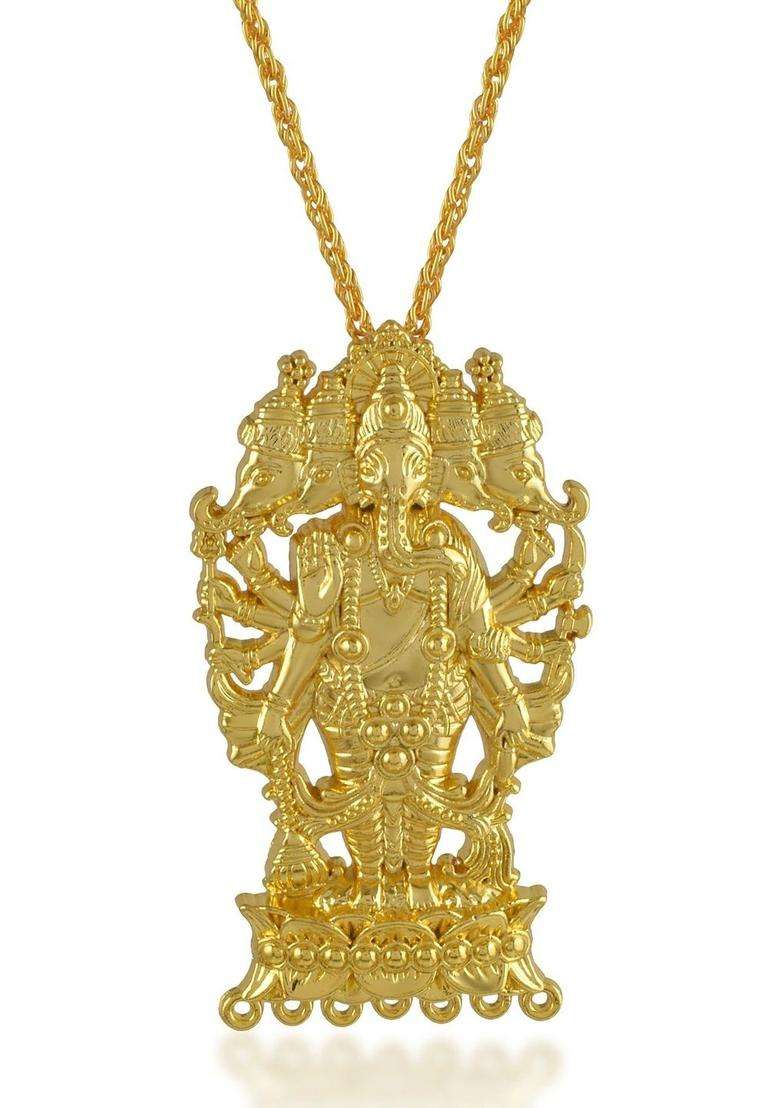 Gold-Plated Temple Necklace for Men | Traditional Temple Jewellery for Wedding & Festive Wear | Gift for Him - Indya
