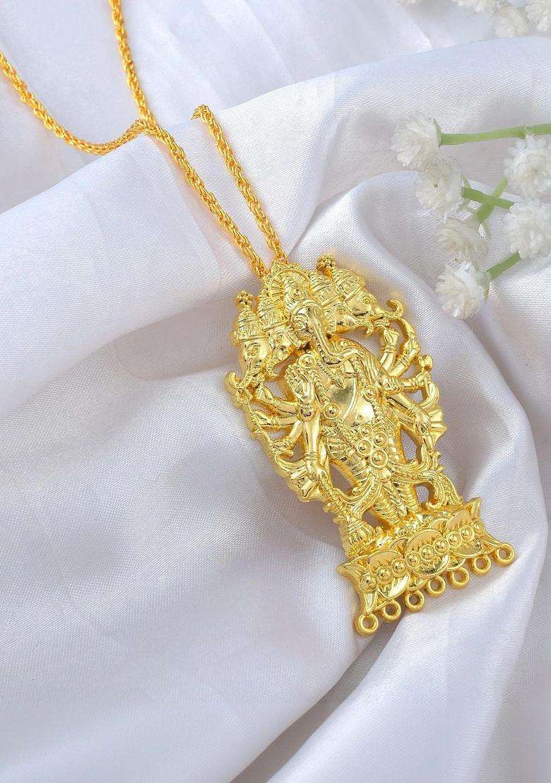 Gold-Plated Temple Necklace for Men | Traditional Temple Jewellery for Wedding & Festive Wear | Gift for Him - Indya