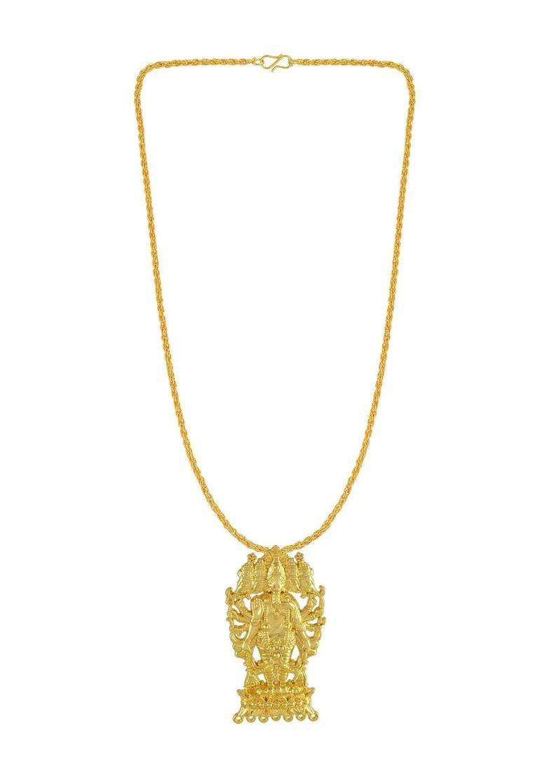 Gold-Plated Temple Necklace for Men | Traditional Temple Jewellery for Wedding & Festive Wear | Gift for Him - Indya