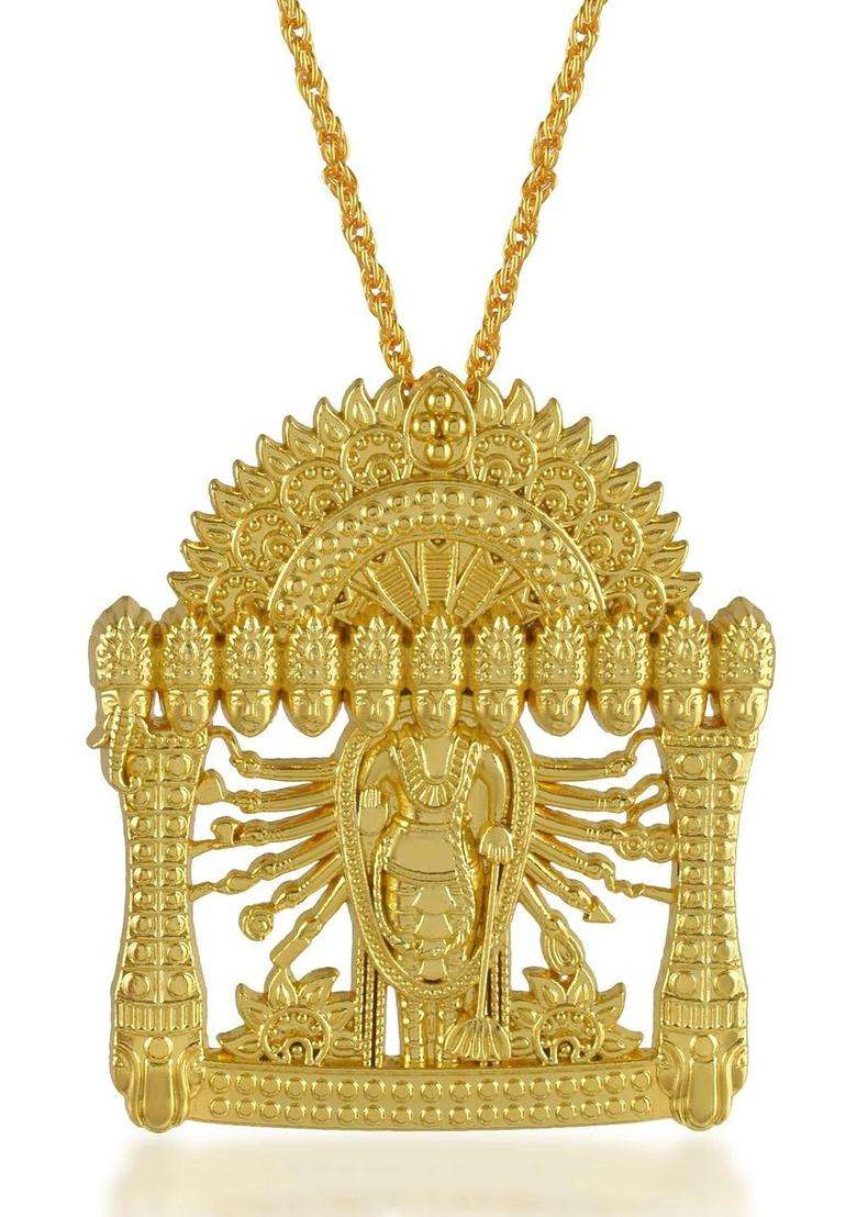 Gold-Plated Temple Necklace for Men & Women | Traditional Temple Jewellery for Wedding & Festive Wear | Festive Gift - Indya
