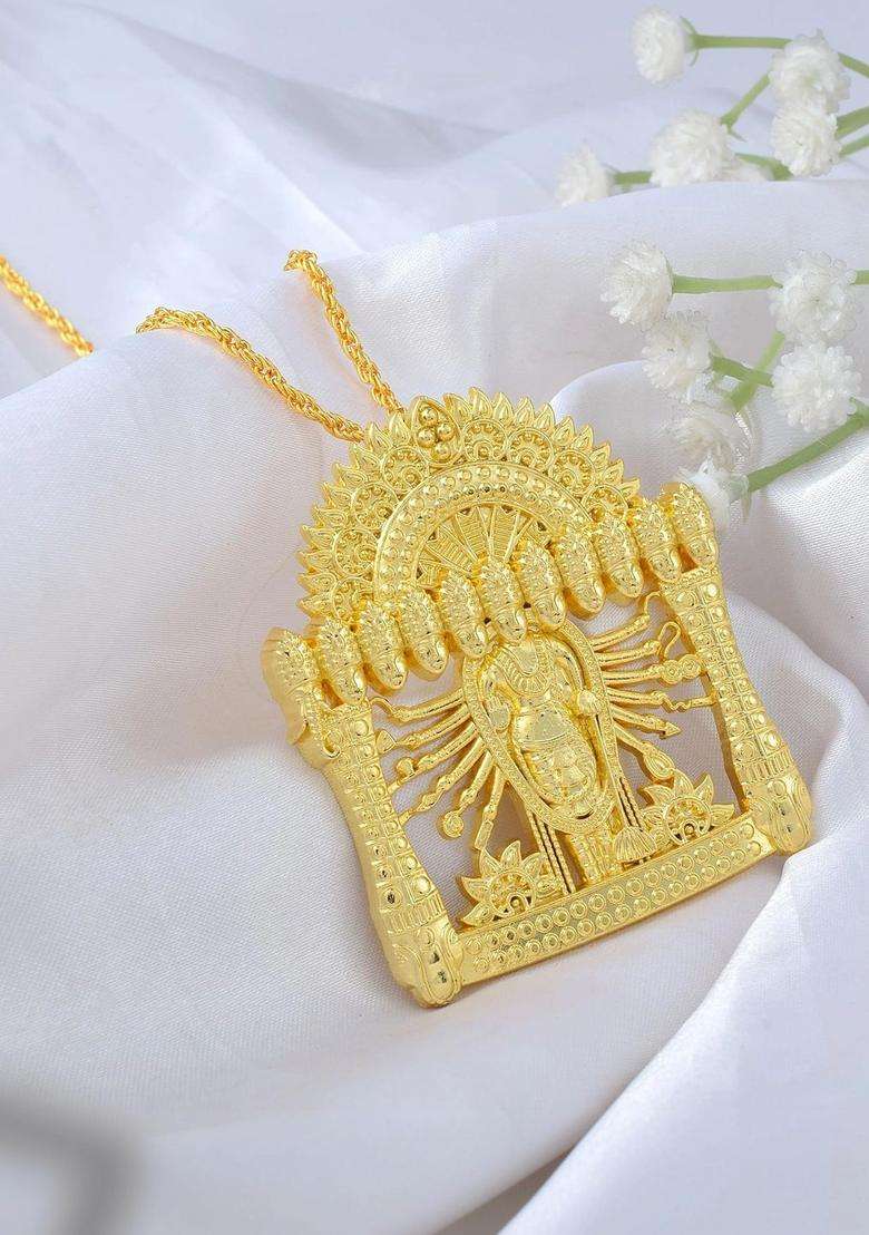 Gold-Plated Temple Necklace for Men & Women | Traditional Temple Jewellery for Wedding & Festive Wear | Festive Gift - Indya