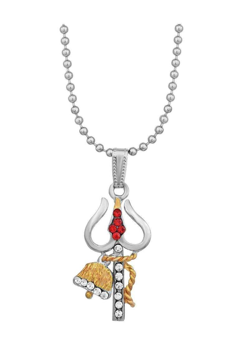 Temple Necklace with CZ Stone for Men & Women | Traditional Temple Jewellery for Wedding & Festive Wear | Festive Gift - Indya