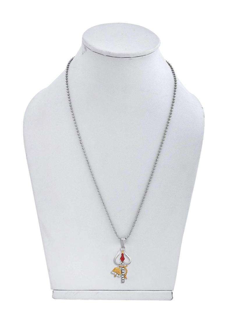 Temple Necklace with CZ Stone for Men & Women | Traditional Temple Jewellery for Wedding & Festive Wear | Festive Gift - Indya