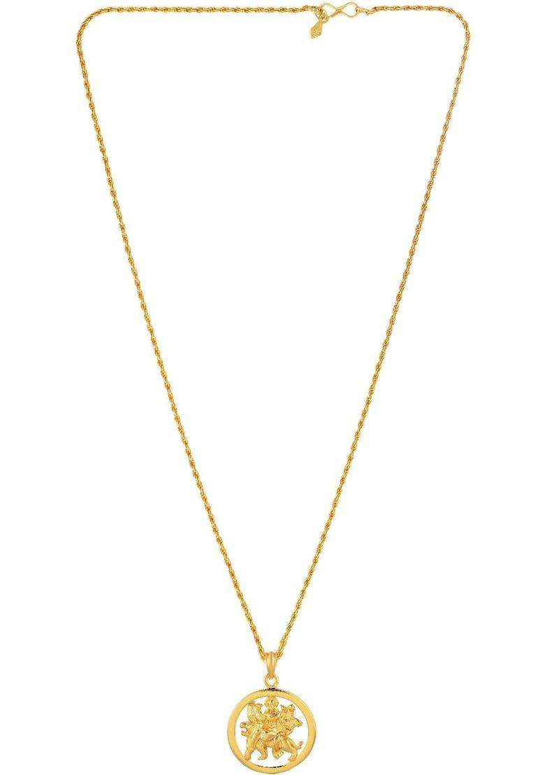 Gold-Plated Temple Necklace for Men | Traditional Temple Jewellery for Wedding & Festive Wear | Gift for Him - Indya
