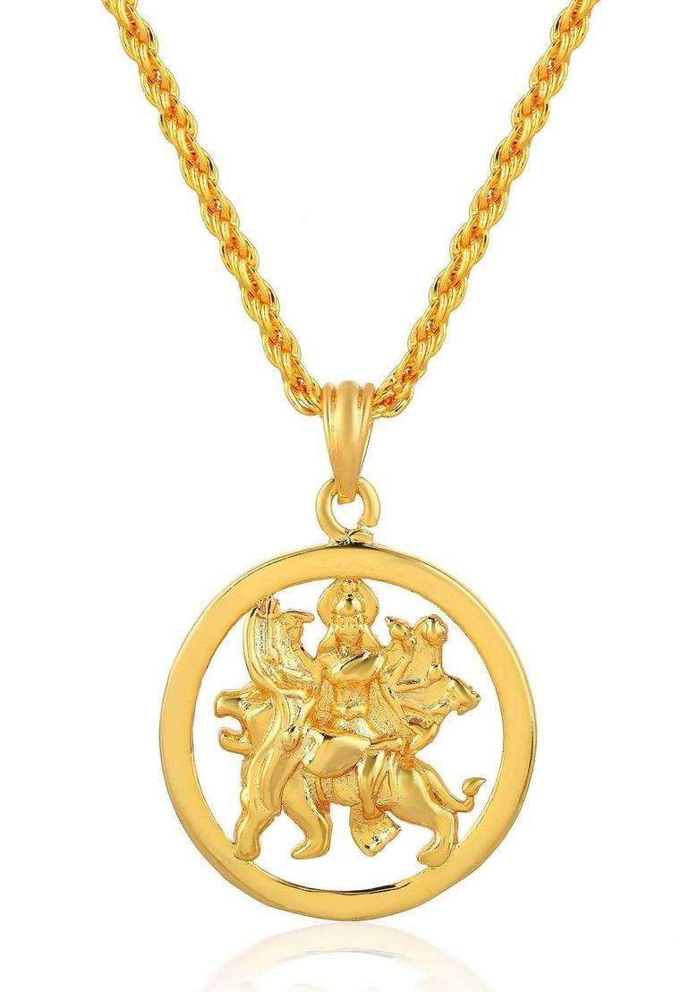 Gold-Plated Temple Necklace for Men | Traditional Temple Jewellery for Wedding & Festive Wear | Gift for Him - Indya