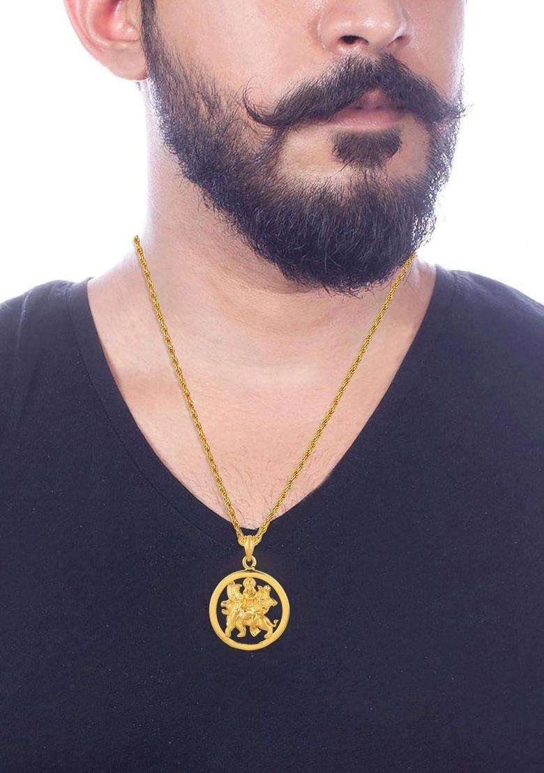 Gold-Plated Temple Necklace for Men | Traditional Temple Jewellery for Wedding & Festive Wear | Gift for Him - Indya