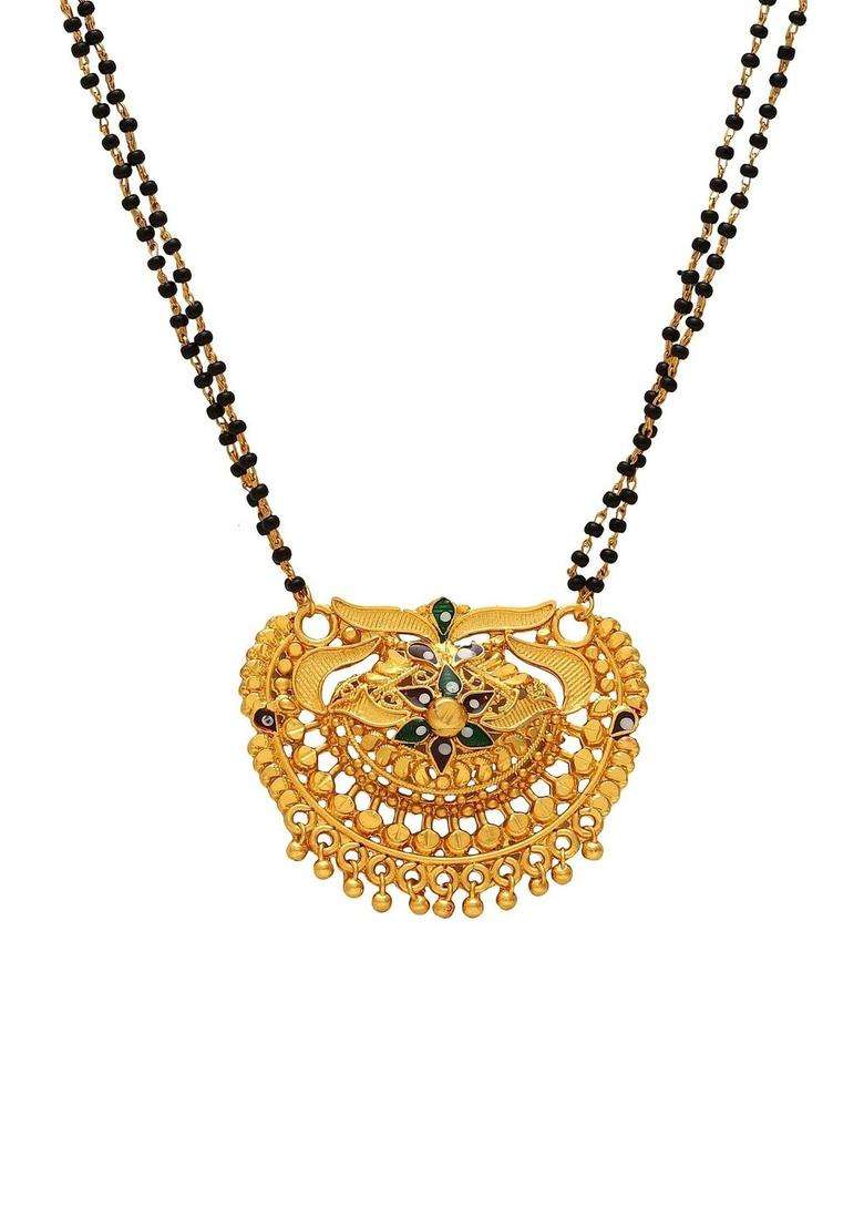Gold-Plated Temple Necklace with CZ Stone for Women | Traditional Temple Jewellery for Wedding & Festive Wear | Gift for Her - Indya