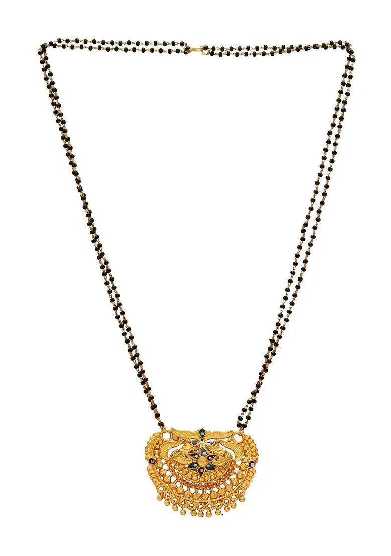 Gold-Plated Temple Necklace with CZ Stone for Women | Traditional Temple Jewellery for Wedding & Festive Wear | Gift for Her - Indya